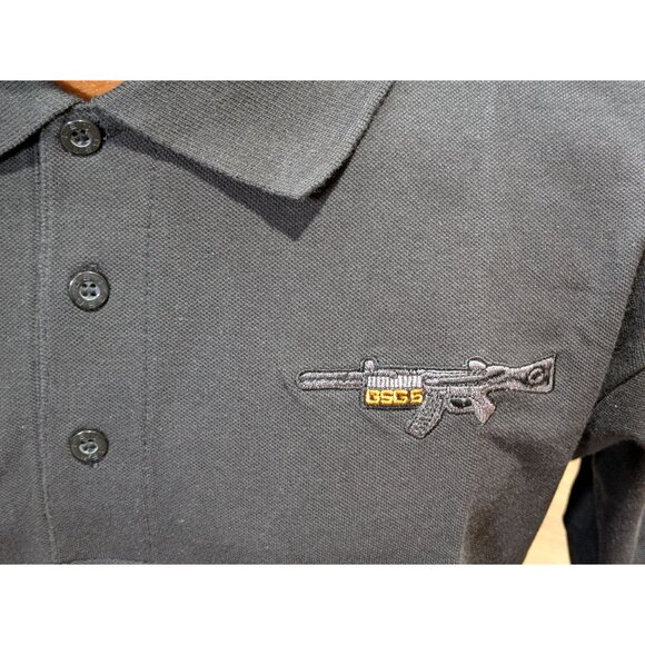 GSG-5 Collection Polo Shirt Embroidered Gun Design Black Short Sleeve Mens L - Picture 4 of 8